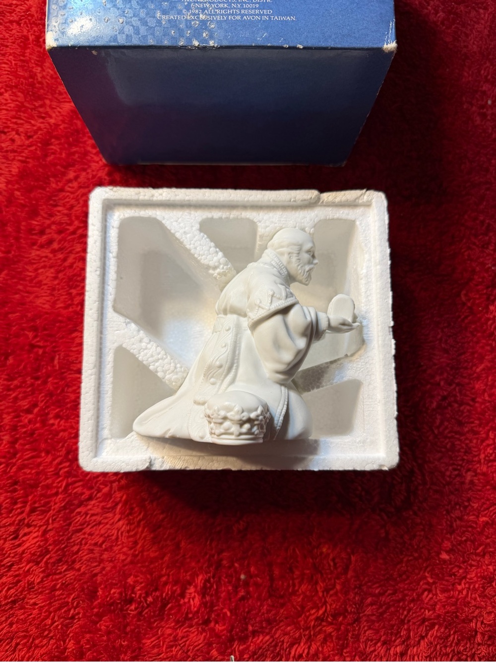 White Porcelain Kneeling Santa Figurine